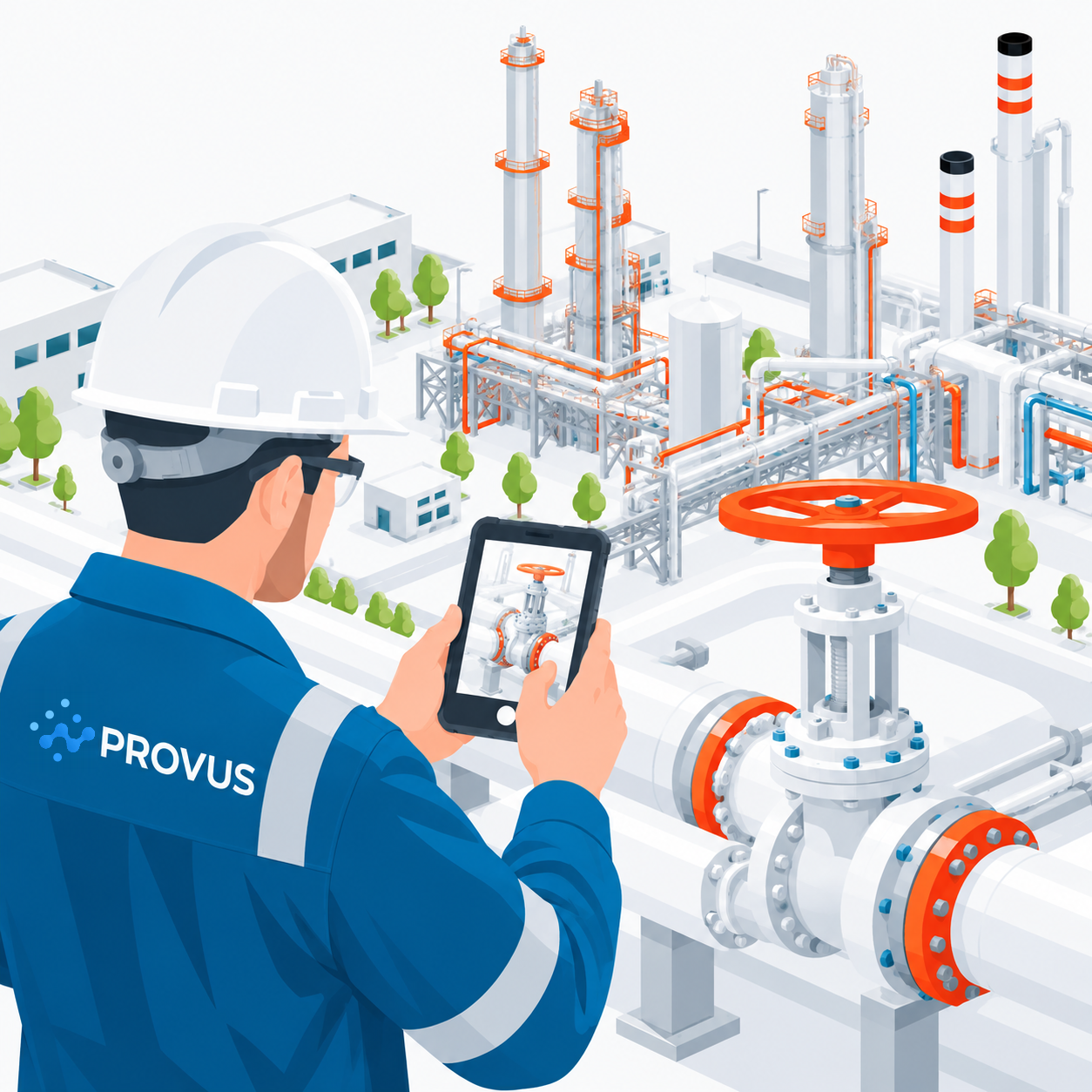 Engineer viewing a live map of the site on a tablet